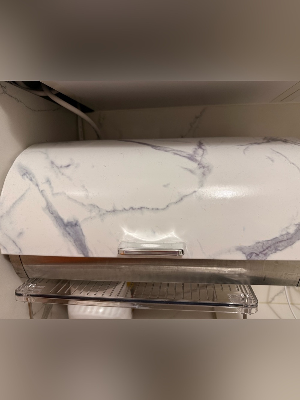 Marble-Pattern Bread Box - White - Picture 3 of 8
